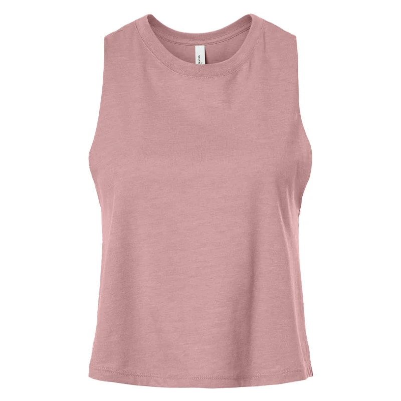 Image of Bella + Canvas Womens Racerback Cropped Sleeveless Tank Top in Pink Size: Large Pink Female L