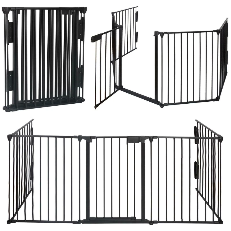 Image of Gr8 Home Metal Safety Fence Hearth Fire Gate Fireplace Guard Black