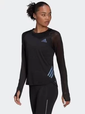 Image of adidas Parley Adizero Long Sleeve Running Tee, Black Size M Women