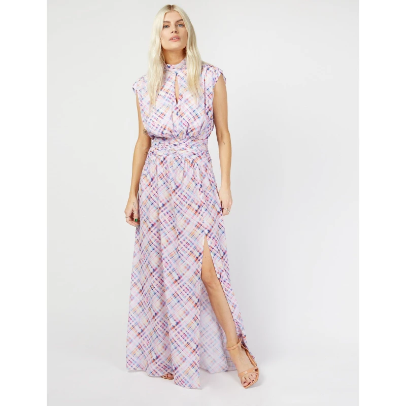 Image of Little Mistress Womens Maxi Dress Mlti Chk Prnt female 10 (S)