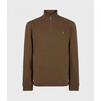 Image of AllSaints Raven Half Zip Funnel Neck Sweatshirt - TOTEM BROWN