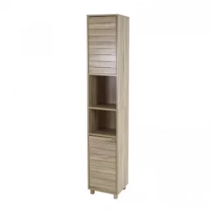 Image of Natural Maia Oak Effect Tallboy Brown Bathroom Cabinet