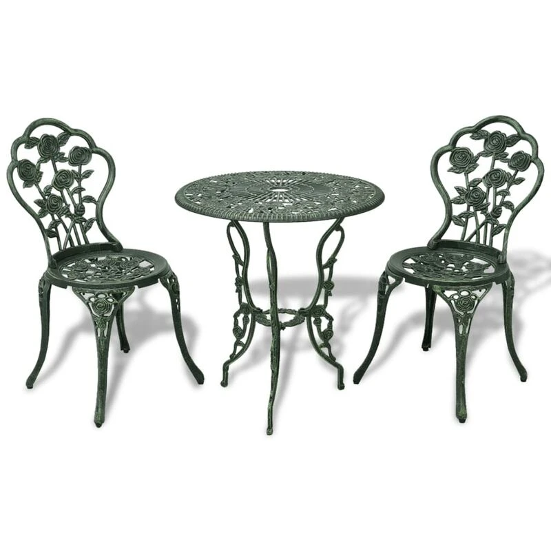 Image of VIDAXL 3 Piece Bistro Set Cast Aluminium Green Vidaxl 42164fr