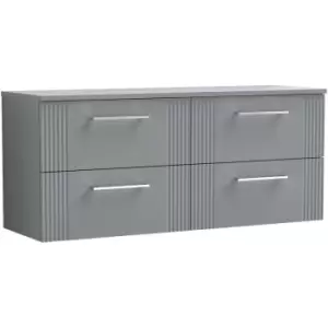 Image of Deco Satin Grey 1200mm Wall Hung 4 Drawer Vanity Unit with Worktop - DPF293W2 - Satin Grey - Nuie