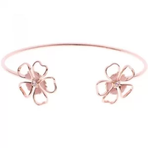 Image of Ted Baker Ladies Rose Gold Plated Leveni Enamel Double Flower Ultrafine Cuff