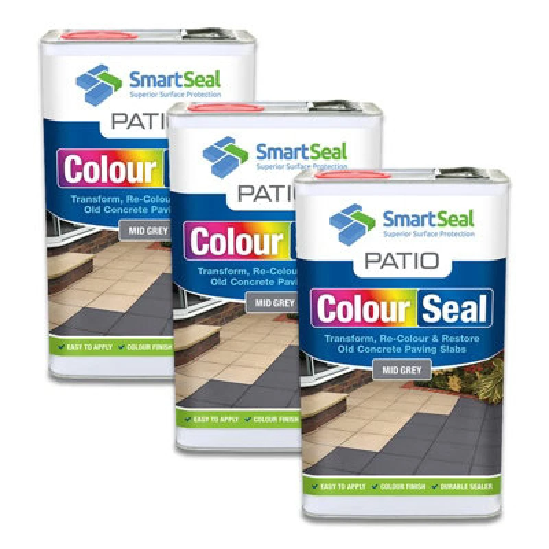 Image of Smartseal Patio Colourseal Mid Grey, Seal And Restore Concrete Paving Slabs, Concrete Paint For Patio, 3 X 5L 5.061E+12