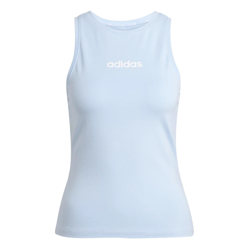 Image of adidas Essentials Linear Slim Cotton Tank Top Womens Glow Blue female M (12-14)