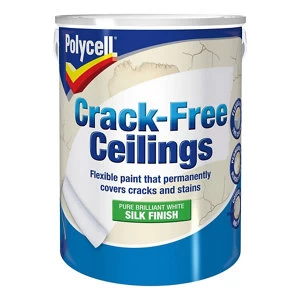 Image of Polycell Crack free White Silk Emulsion Paint 5L