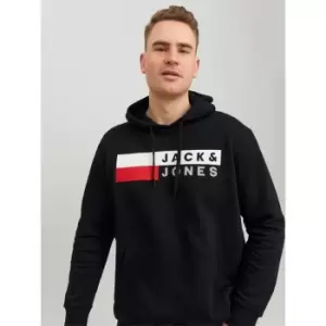 Image of Jack and Jones and Jones Logo Hoodie Mens - Black