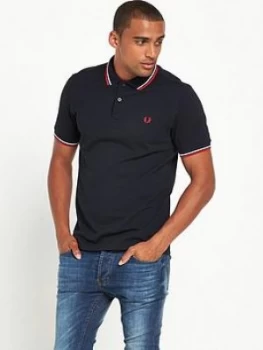 Image of Fred Perry Original Twin Tipped Polo Shirt - Navy/White/Red Size M Men