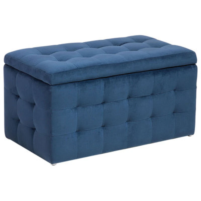 Image of Beliani Storage Ottoman Michigan Velvet Dark Blue