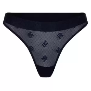 Image of TOMMY HILFIGER Sheer Monogram Thong - Blue
