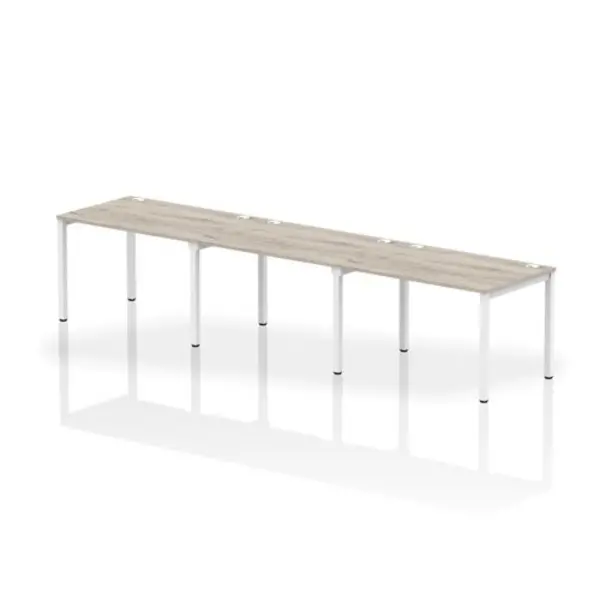 Image of Impulse Bench Single Row 3 Person 1200 White Frame Office Bench Desk Grey Oak