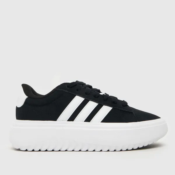Image of adidas grand court platform trainers in Black & white