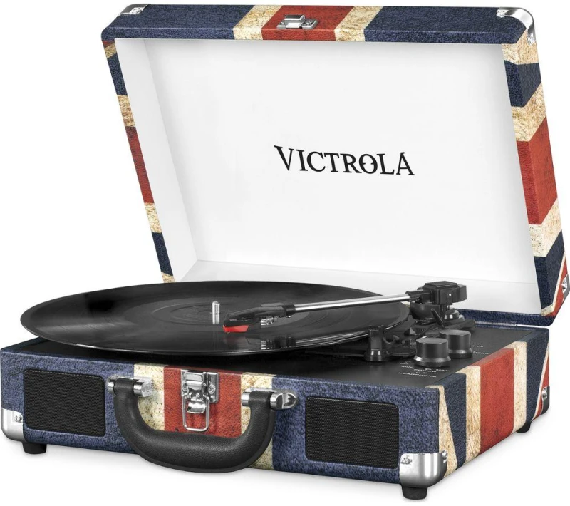 Image of VICTROLA Journey Portable Belt Drive Bluetooth Turntable - UK Flag, Blue,Red,Patterned,White 5060647650155