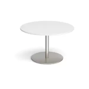 Image of Eternal circular boardroom table 1200mm - brushed steel base and white top