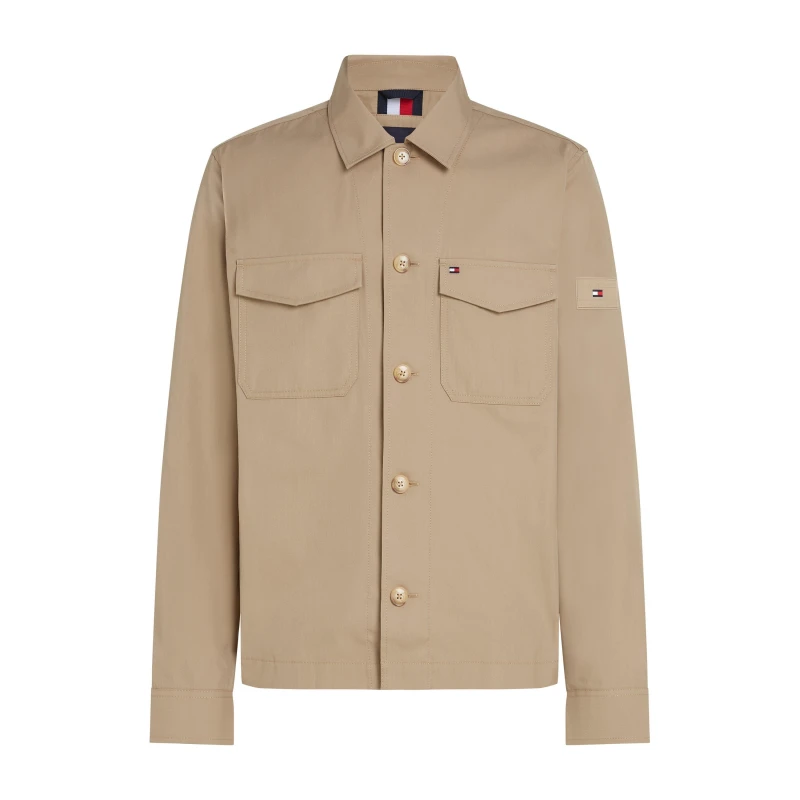 Image of Tommy Hilfiger Mens Cotton Button-Through Overshirt Sandalwood male S