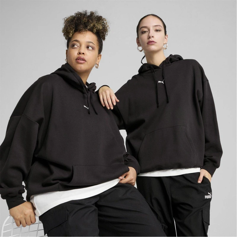 Image of Puma Womens Essentials Oversized Hoodie Black female 6 (2XS)