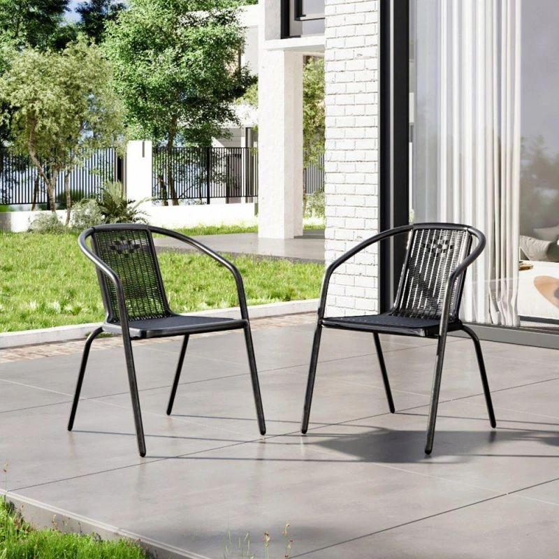 Image of Breeins Rattan Stacking Garden Chairs Black L