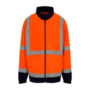 Image of PRO RTX High Visibility Mens Full-Zip Fleece (3XL) (Orange/Navy)