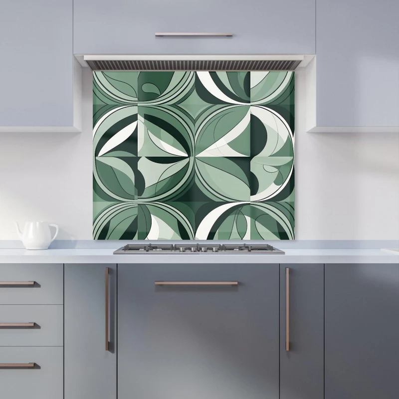 Image of Warren Reed - Designer Geometric Green Black Kitchen Splashback Size: 900mm x 750mm Green Unisex 900mm x 750mm