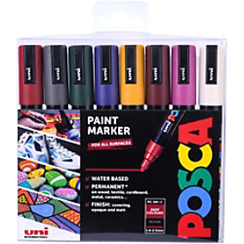 Image of Posca PC-5M Water Based Permanent Marker Paint Pens. Premium Medium Tip for Arts and Crafts. Multi-surface Use On Wood Metal Paper Cardboard Glass