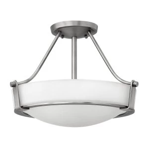 Image of 3 Light Small Semi Flush Ceiling Light Nickel, E27