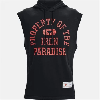 Image of Urban Armor Gear Project Rock Charged Cotton Fleece Sleeveless Hoodie Mens - Black/Red