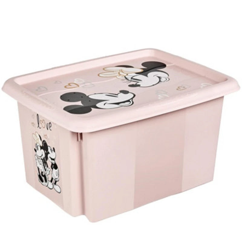 Image of Keeeper Minnie Mouse Storage Box With Lid 15 Litre Nordic Pink