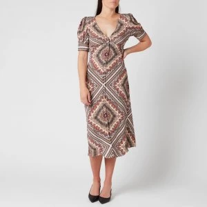 Image of Michael Kors Womens Biclr Puff Sleeve Midi Dress - Powder Blush - M