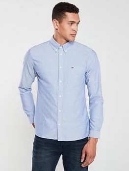 Image of Tommy Jeans Logo Oxford Shirt - Blue
