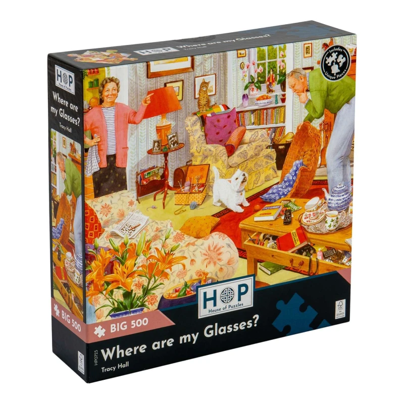 Image of The House Of Puzzles Where are my Glasses? BIG 500 Piece Jigsaw Puzzle Multicolor Unisex 500 Piece