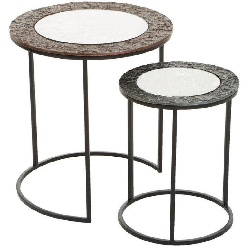 Image of Fifty Five South Akola Set Of 2 Round Nesting Tables Black unisex One Size