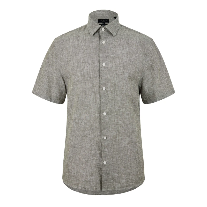 Image of Ted Baker Ted Naires Short Sleeve Shirt - Green Green XS
