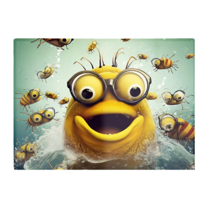 Image of Warren Reed Designer Happy Worm And Bees Splashart Chopping Board