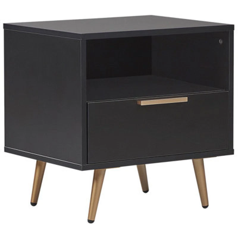 Image of Beliani 1 Drawer Bedside Table Indio Black