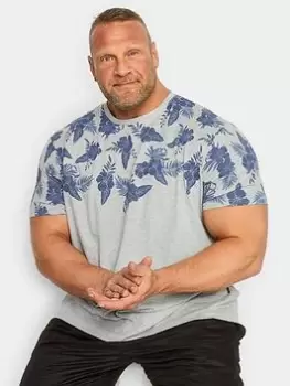 Image of BadRhino Tropical Border T-Shirt - Grey/Dark Blue, Grey, Size 2XL, Men