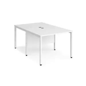 Image of Office Desk 2 Person Rectangular Desk 1000mm White Tops With White Frames 1600mm Depth Maestro 25