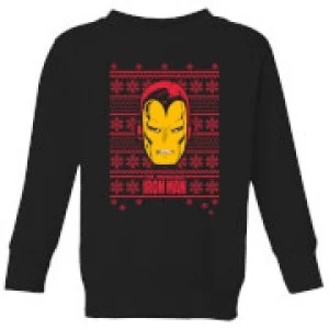 Image of Marvel Iron Man Face Kids Christmas Sweatshirt - Black - 5-6 Years