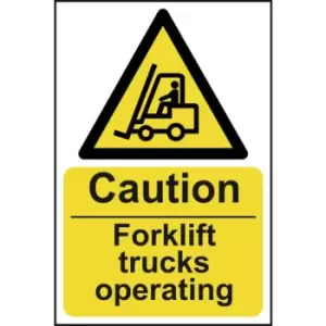 Image of Caution Fork Lift Trucks Operating - Sav (200 X 300MM)