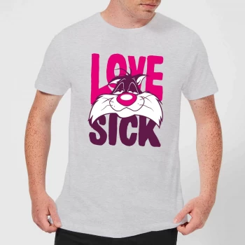 Image of Looney Tunes Love Sick Sylvester Mens T-Shirt - Grey - XS - Grey