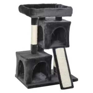 Image of PawHut Two Hut Cat Activity Centre - Dark Grey