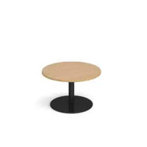 Image of Monza circular coffee table with flat round Black base 800mm - oak