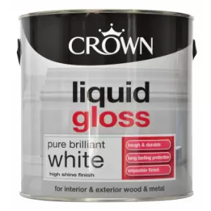 Image of Crown Liquid Gloss Paint, 2.5L, Pure Brilliant White