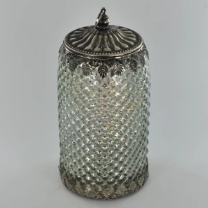 Image of LED Lantern Silver Tall Pomegranate H22cm