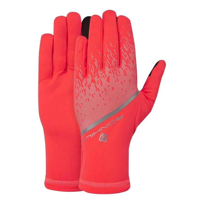 Image of Ronhill Mens Reflective Detail Gloves in Coral Size: Small Coral Male S
