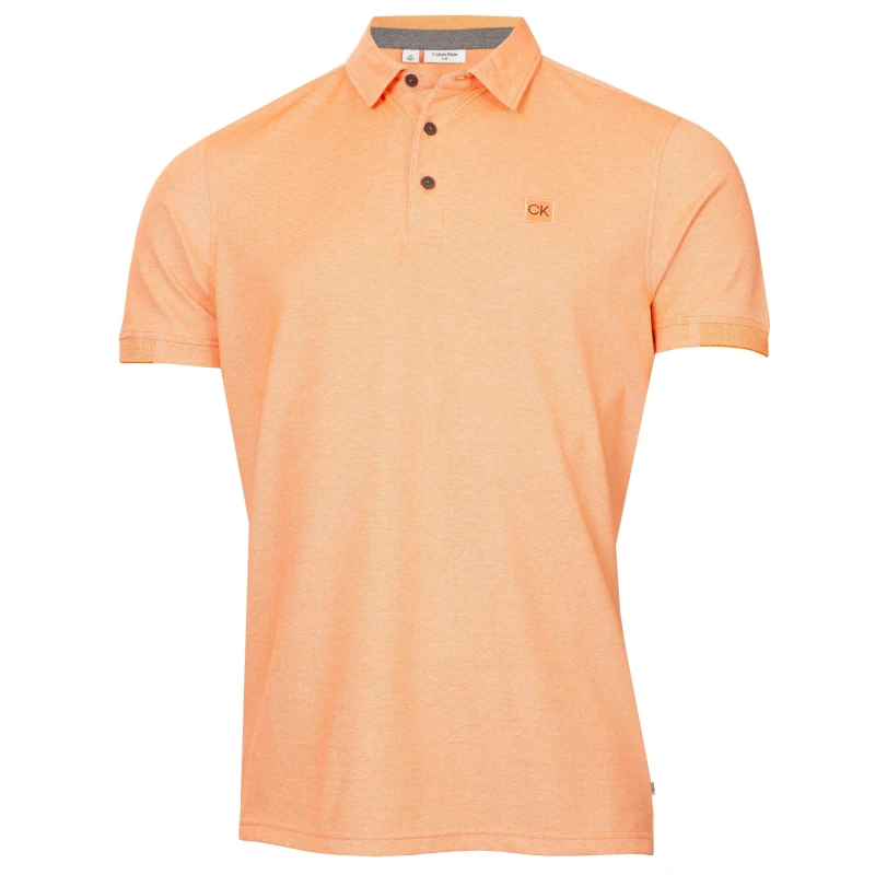 Image of Calvin Klein Golf Mens Short-Sleeve Performance Polo Shirt Orange male Small
