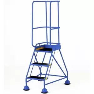 Image of Loops - 3 Tread Mobile Warehouse Steps & Guardrail blue 1.7m Portable Safety Stairs
