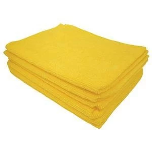 Image of 5 Star Microfibre Cleaning Cloths for Dry or Damp Multisurface Use Yellow Pack of 6