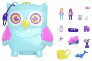 Image of Polly Pocket Snowy Sleepover Owl Compact Micro Doll Playset